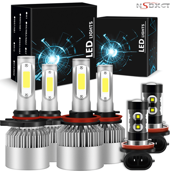 NSDXCT for Ford Escape 2017 2018 2019 LED Headlight Bulbs High Low Beam Fog Light Bulbs 6000K White Pack of 6