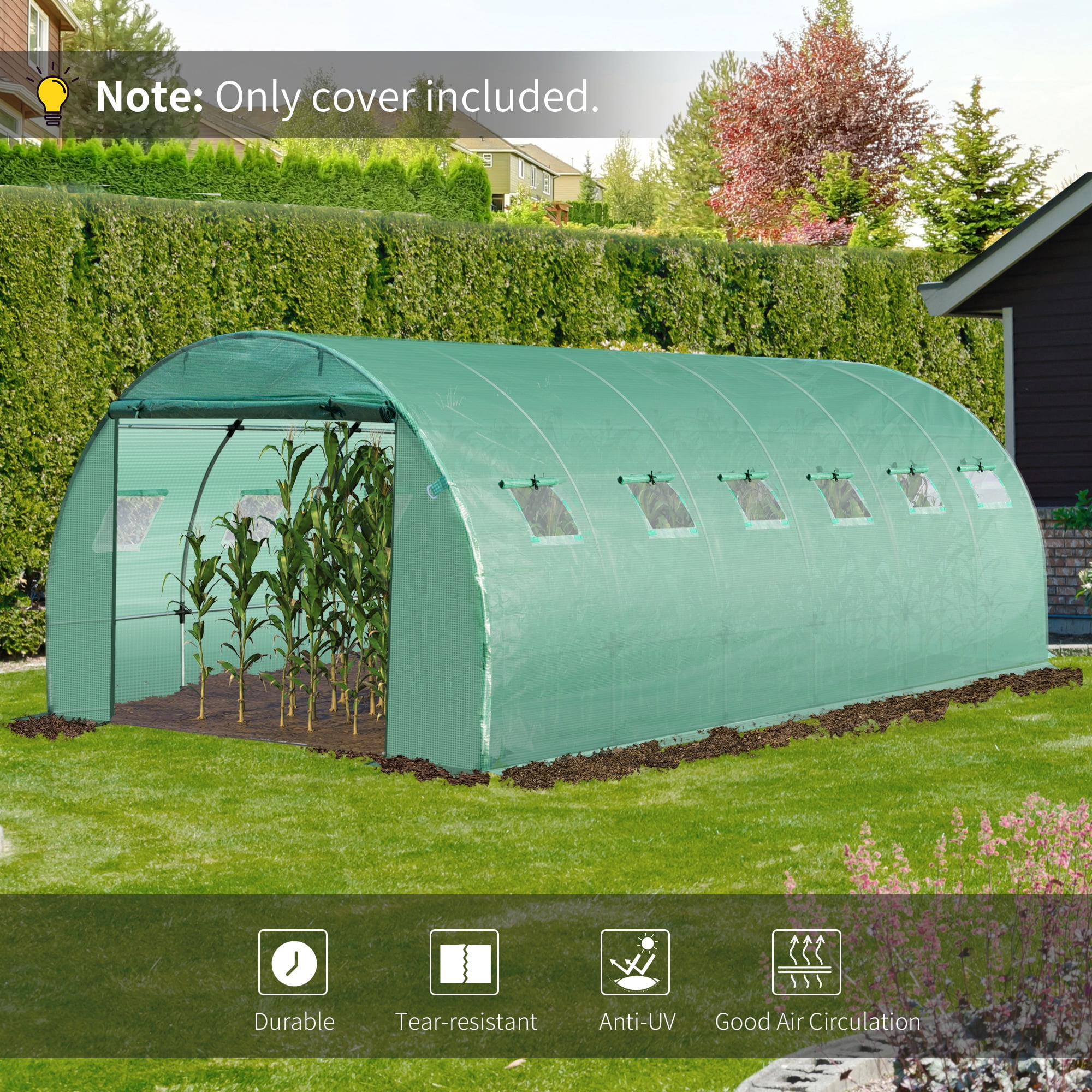 Outsunny 19.7' x 9.8' x 6.6' Greenhouse Cover Replacement, Green