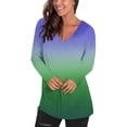 thumbnail image 1 of Camisetas de Manga Larga de las Mujeres Impresión de la Moda Casual V-Cuello Suelto Ajuste, Poliéster para Todas las Estaciones Diario Y Fiesta, 1 of 9