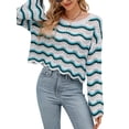 thumbnail image 1 of Coduop Women Long Sleeve Sweaters Crew Neck Hollowed Wave Pattern Knitted Pullover Jumper Tops, 1 of 7