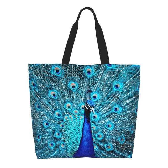 Disketp Beautiful Blue Peacock Bolsa Tote Estampada para Mujer, Bolso de Hombro y de Mano para Compras y Viajes