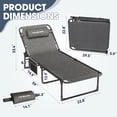 thumbnail image 5 of MRUAKA Outdoor Folding Chaise Lounge Chair, Heavy-Duty Portable Sun Lounger with 4 Adjustable Positions & Removable Pillow, Patio Beach Chair for Backyard, Poolside, Camping,Dark Grey, 5 of 9