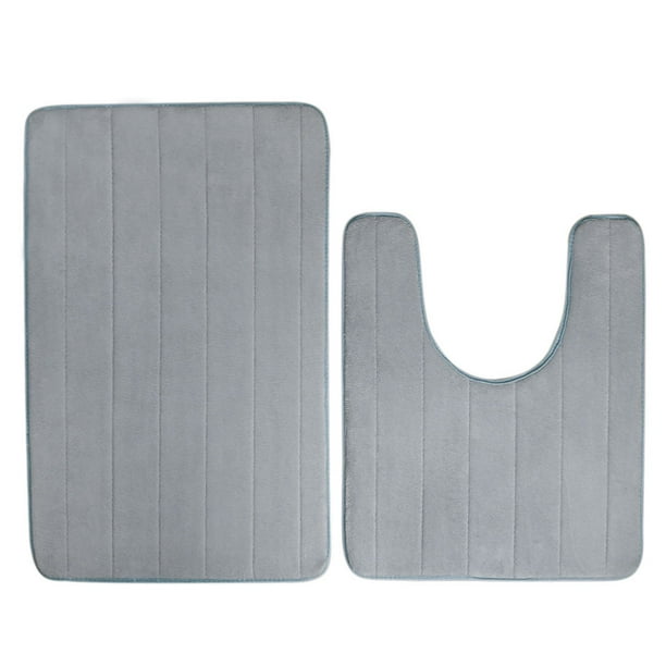 Piccocasa 2 in 1 Memory Foam Nonslip Toilet Mats, Rectangle Gray