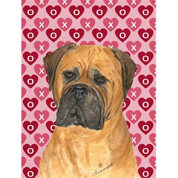 11 x 15 In. Bullmastiff Hearts Love And Valentines Day Portrait Flag, Garden Size