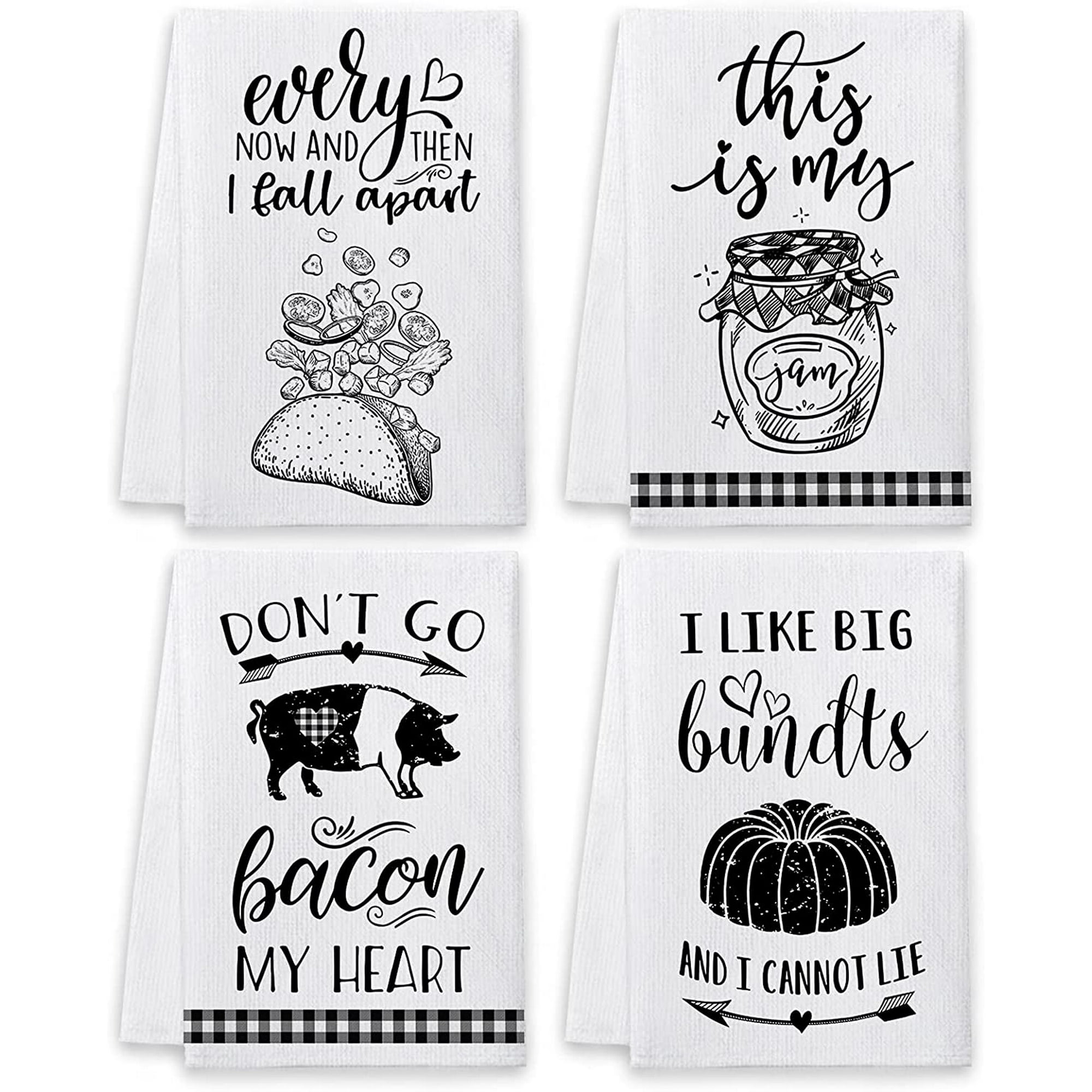 Funny Kitchen Towels, Cute Dish Towels and Dishcloths Sets of 4 with Sayings  Quotes, Fun Taco Jam Bacon Bundts tive Tea Hand Towels Housewarming Gifts  Decor for New Home Bathroom | Walmart Canada
