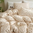 thumbnail image 2 of NAYOROOM Beige Bow Floral 100% Cotton Duvet Cover Queen Set, 3 Piece Romantic Floral Super Soft Breathable Comforter Cover, 2 of 9