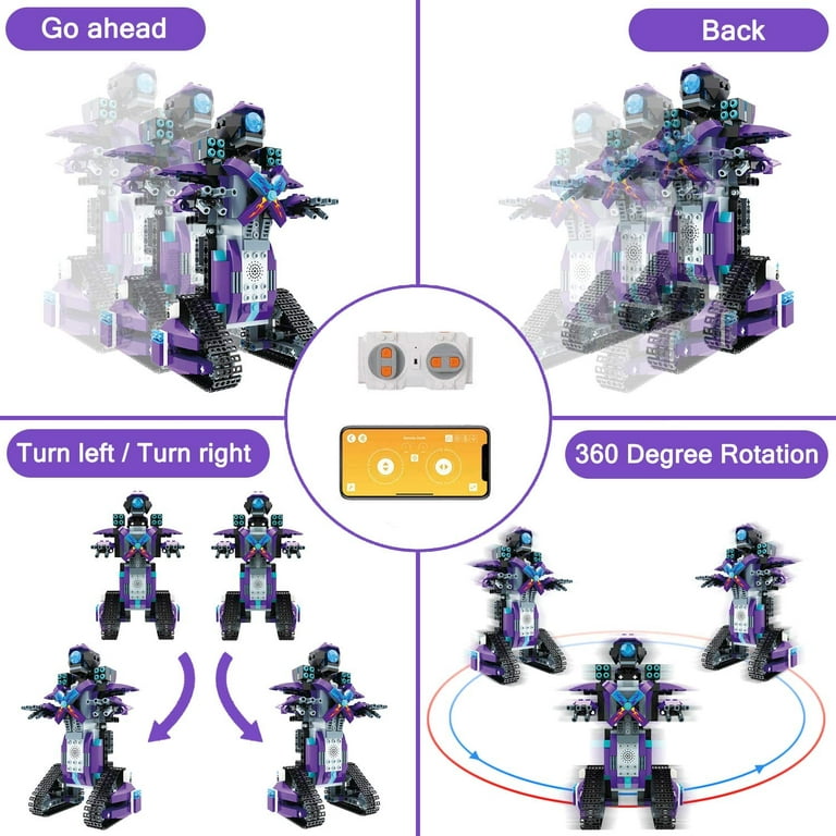 Suplanet STEM Robot for Kids Ages 8-14, 5-in-1 Remote Control and APP  Programmable Robot Toys - 720 Pcs DIY Building Science Educational Kit,  Building
