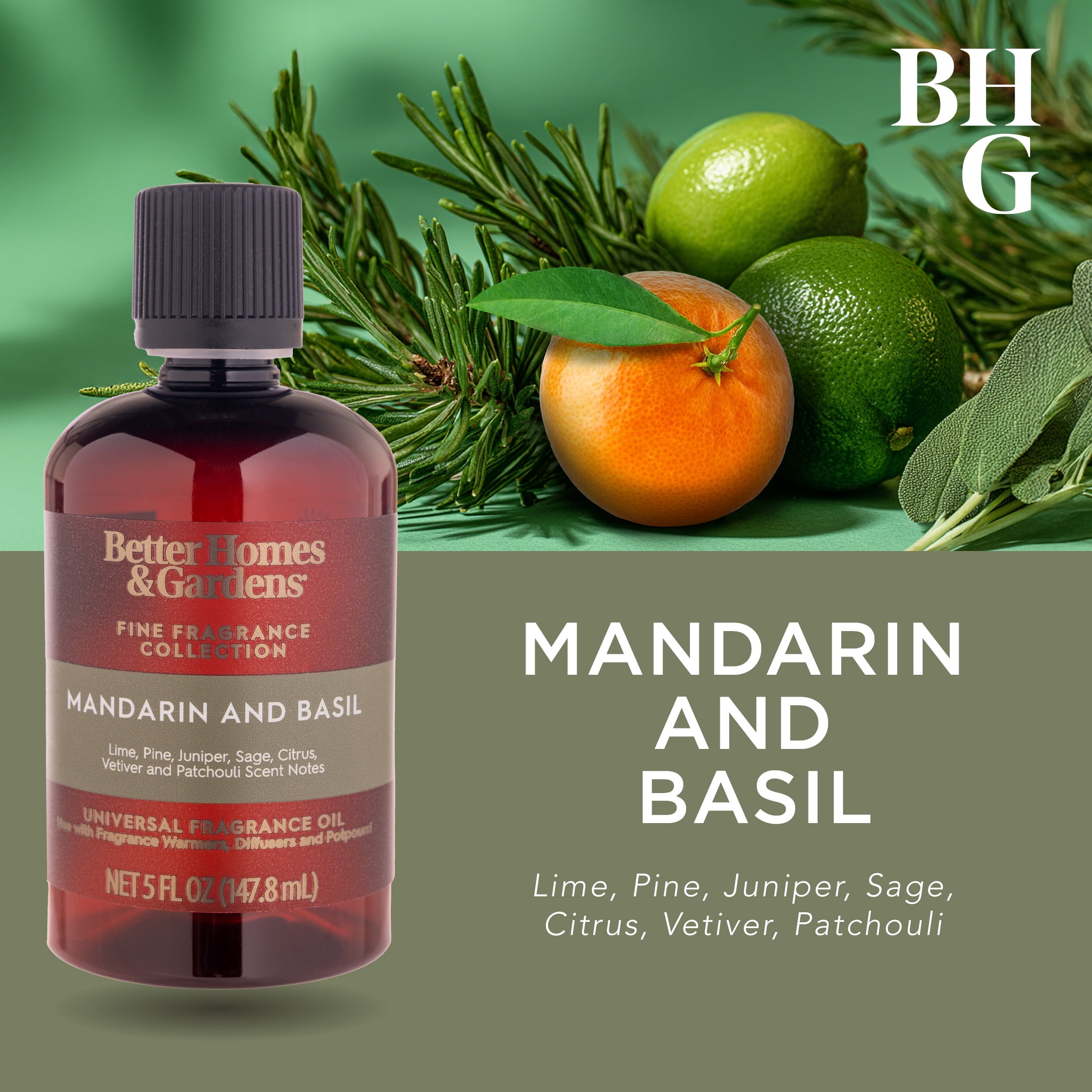 Better Homes & Gardens Fine Fragrance Universal Oil, Mandarin and Basil, 5 fl oz