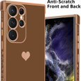thumbnail image 7 of Dteck for Samsung Galaxy S23 Ultra 6.8 inch Case, Love Heart Plating Girly Women Cute Luxury Lens Protection Soft TPU Bumper with 4 Corners Shockproof Protection Cover Case, Brown, 7 of 7
