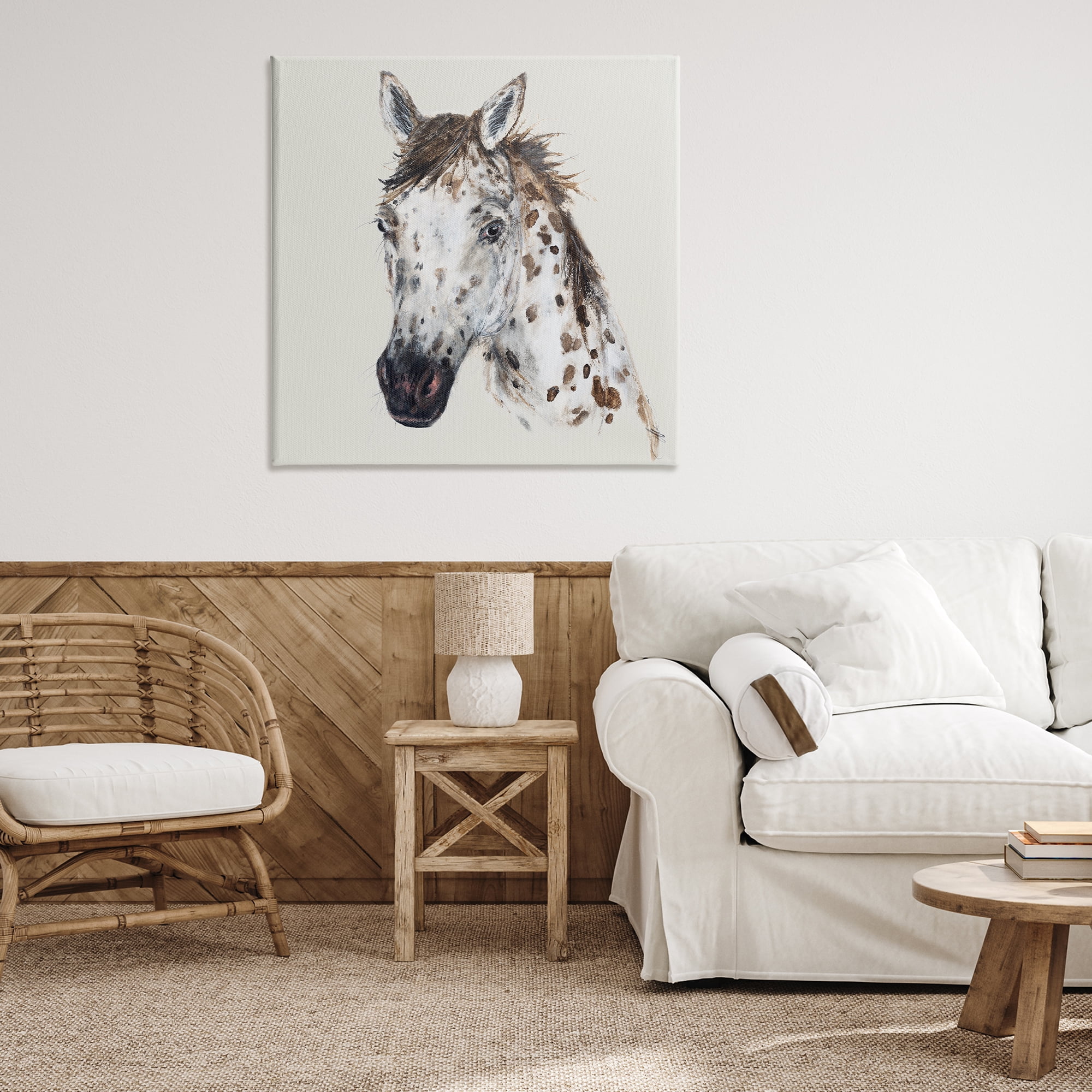 Stupell Industries Charming Spotted Horse Animals Painting Wrapped Canvas Art Print Wall Art, 36 x 36