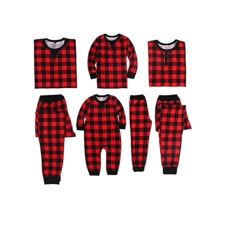 

Canis Christmas Family Matching Pajamas Set For Adult Kids Baby Black Red Plaid Sets