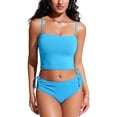 thumbnail image 2 of Top de Bikini CRZ YOGA Longline Bandeau Acolchado Azul Kayak para Mujer, 2 of 5