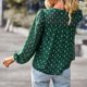 thumbnail image 4 of Blusa Manga Larga Linterna Botón Cuello Redondo Jersey Casual Tops De Moda para Mujer Atrovirens XL, 4 of 6