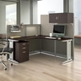 thumbnail image 2 of Office in an Hour L Shaped Cubicle Desk Set in Mocha Cherry - Engineered Wood, 2 of 12