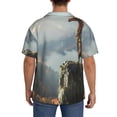 thumbnail image 3 of Lsque Autumn Dragon Mountain View print Men's Cuban Collar Short Sleeve Shirt Summer Beachwear Casual Button Down Fashionable Vacation Leisure Shirt-4X-Large, 3 of 7