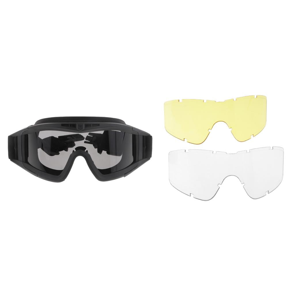 FAST Glasses for Helmet with 3 Lens Shooting Hunting Black