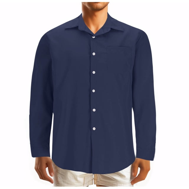 Birdeem Chemise Décontractée Mode Homme Couleur Unie Boutons Poches Manches Longues Col Rabattu
