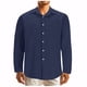 thumbnail image 1 of pstuiky camisas de hombre de manga larga, Blusa informal de manga larga con cuello vuelto, botones y bolsillos de color liso para hombre tops de invierno para hombre xl, 1 of 5