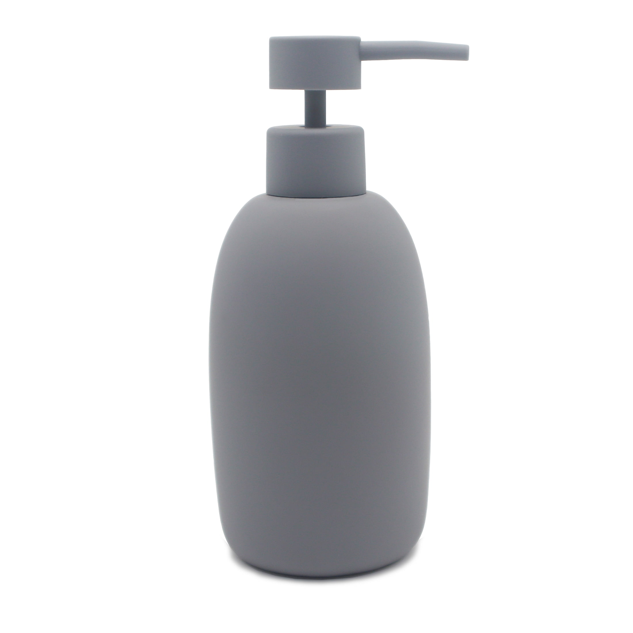 Mainstays Ceramic Stoneware Bath Accessories 3-Piece Set, Grey – Soap Pump Dispenser, Tumbler, and Accessory Tray