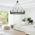 thumbnail image 2 of ACROMA  12-light Farmhouse Black Wagon Wheel Chandelier - N/A Muted Brass & Aged Zinc, 2 of 5