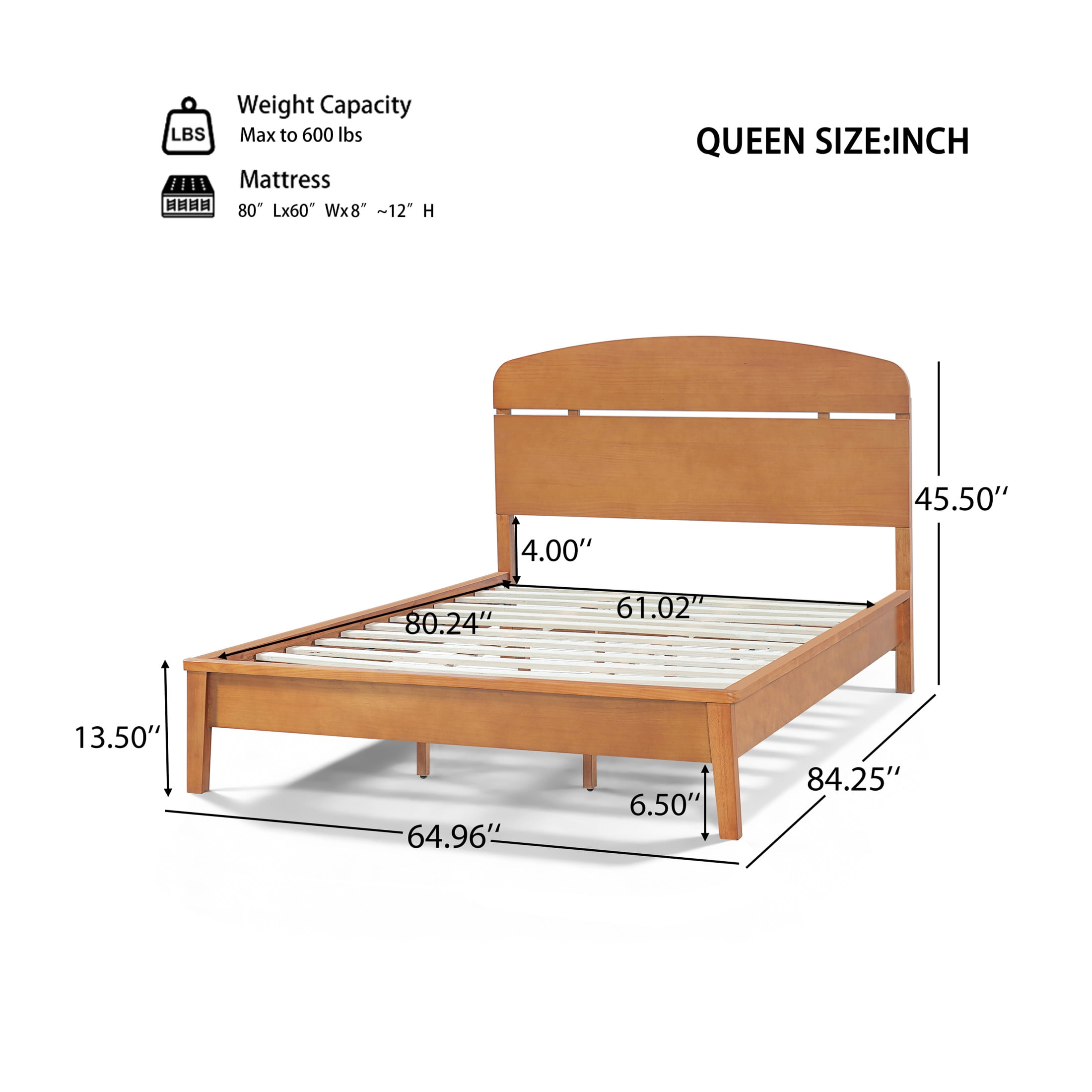 Christopher Knight Home Queen Platform Bedroom Set, Curved Headboard Bed with 2 Nightstands, Light Brown+Natural