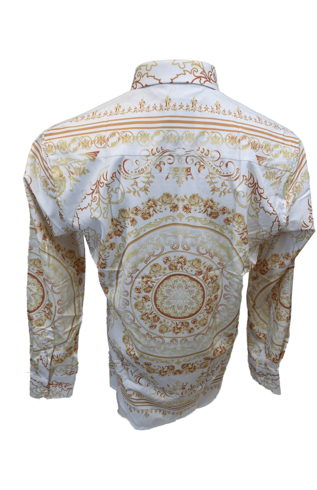 Men's Silky Long Sleeve Button Down Dress Shirt White Gold Colorful Floral  Leaf Tribal Chain - Walmart.com