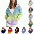 thumbnail image 2 of Towmus Zip Up Hoodie Women Trendy Gradient Printed Long Sleeve Full Zipper Plus Size Coat Fall Jacket Hooded Sweatshirt With Pockets, 2 of 6