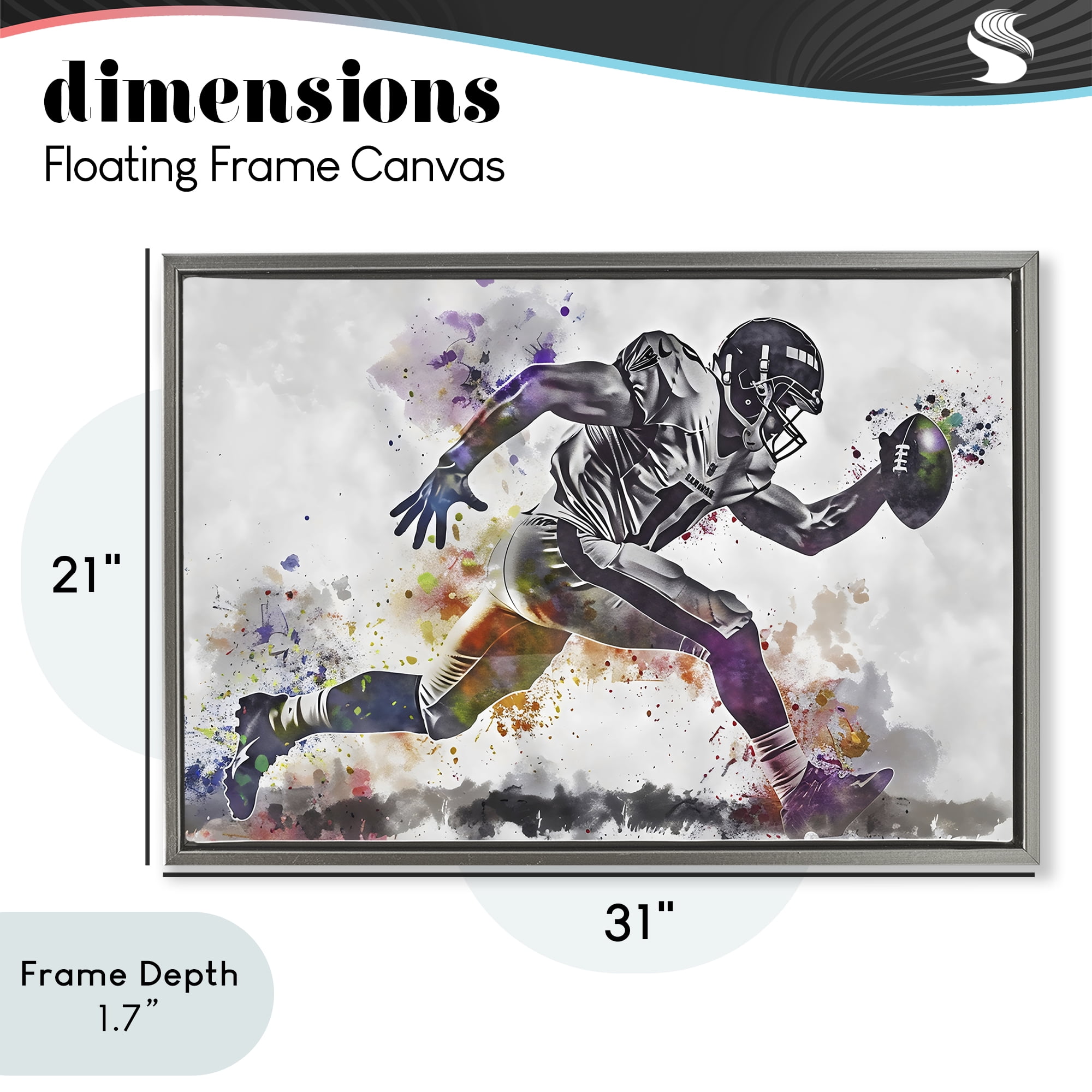 Stupell Industries Endurance Football Sprint Gray Framed Floater Canvas Wall Art, design by Creative Studio