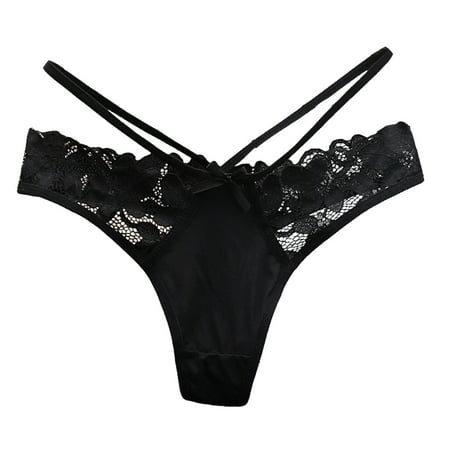 Xiaoxatg Sexy Panties for Women New Pure Lace Transparent Underwear For Girls Low Waist Seamless Hollow Thin Straps Crotch Japanese T String T Pants Sheer Lingerie for Women