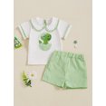 thumbnail image 4 of Baby Toddler Girls Shorts Clothing Set, 6 12 18 Months Short Sleeve Doll Collar Embroidery T-shirt with Plaid Shorts Summer 2-piece Outfit, 4 of 9