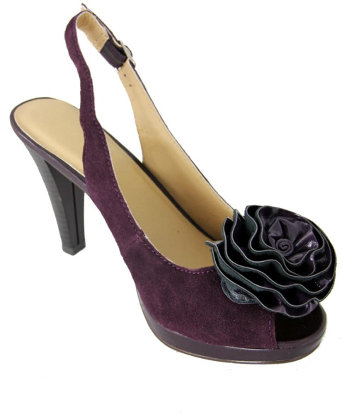 purple satin shoes