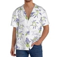 thumbnail image 3 of Xecao offers the Lavender Flowers for Men's Casual Short-sleeved Shirt, a button-up collared shirt with a pocket, perfect for beach vacations and yacht travel in the Large size., 3 of 7