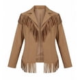 thumbnail image 5 of Miqool Womens Faux Suede Fringe Jacket Casual Long Sleeve Lapel Collar Button Down Jacket Vintage Cowgirl Style Western Coat, 5 of 6