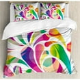 thumbnail image 3 of Modern Twin Size Duvet Cover Set, Colorful Leaf Shaped Vivid Trippy Forms Spring Summer Themed Artful Curved Display, Decorative 2 Piece Bedding Set with 1 Pillow Sham, Multicolor, by Ambesonne, 3 of 3