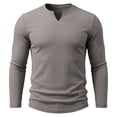 thumbnail image 4 of Stamzod Long Sleeve Shirts for Men Casual V-Neck Textured Knitted Pullover Tops Fall Fashion Workout Oversized Tshirts Gray-3 M, 4 of 7