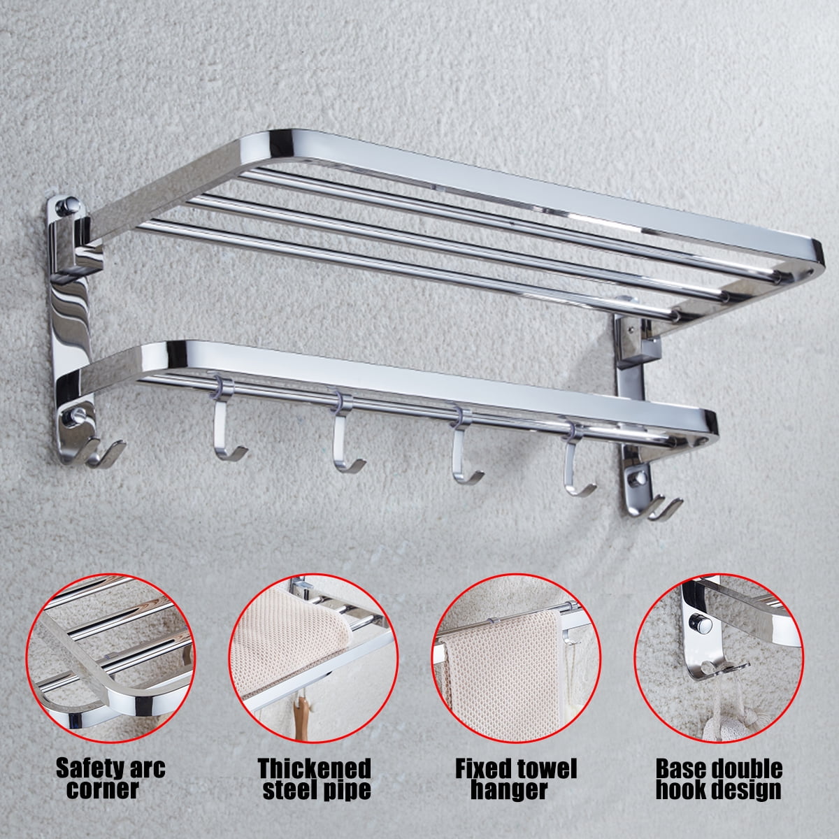Details about   Double Chrome Towel Rail Holder Wall Mounted Bathroom Rack Shelf Alumimum 