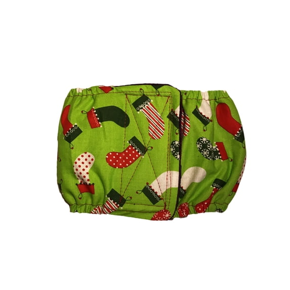 Barkertime Christmas Stockings on Green Washable Dog Belly Band Male Wrap - Made in USA