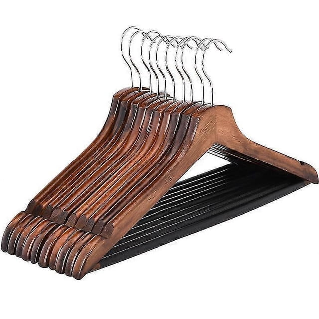 Perchas retro de madera maciza para trajes y ropa, 10 unidades, ideales para tiendas de ropa, hoteles y decoración del hogar.