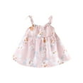 thumbnail image 4 of Odeerbi Toddler Girl Summer Beach Dress with Sun Hat Kids Baby Cute Flowers Print Suspender Dress Skirt Hat Suit Pink, 4 of 6