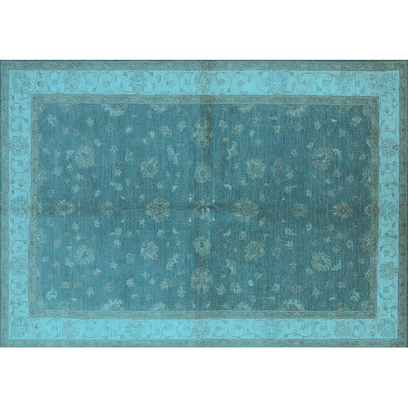 Ahgly Company Indoor Rectangle Oriental Light Blue Industrial Area Rugs, 5' x 7'