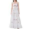 thumbnail image 2 of Gupgi Women Summer Long Beach Dresses Sleeveless Square Neck Embroidery Tiered Dresses Midi Slip Dress, 2 of 9