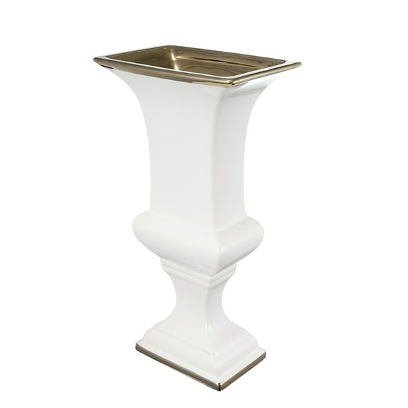 CC Home Furnishings Urn Shaped Vase with Pedestal Base - 11.5" - White and Gold