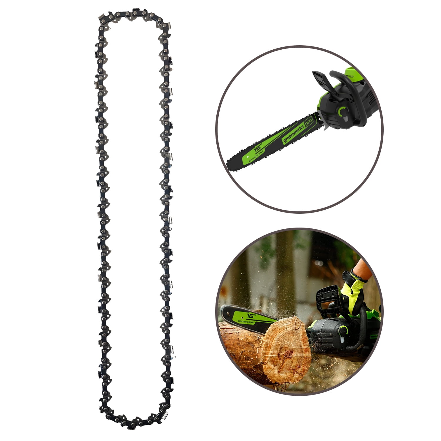 16" Chainsaw Chain Replacement for Greenworks CS80L211, CS80L2512