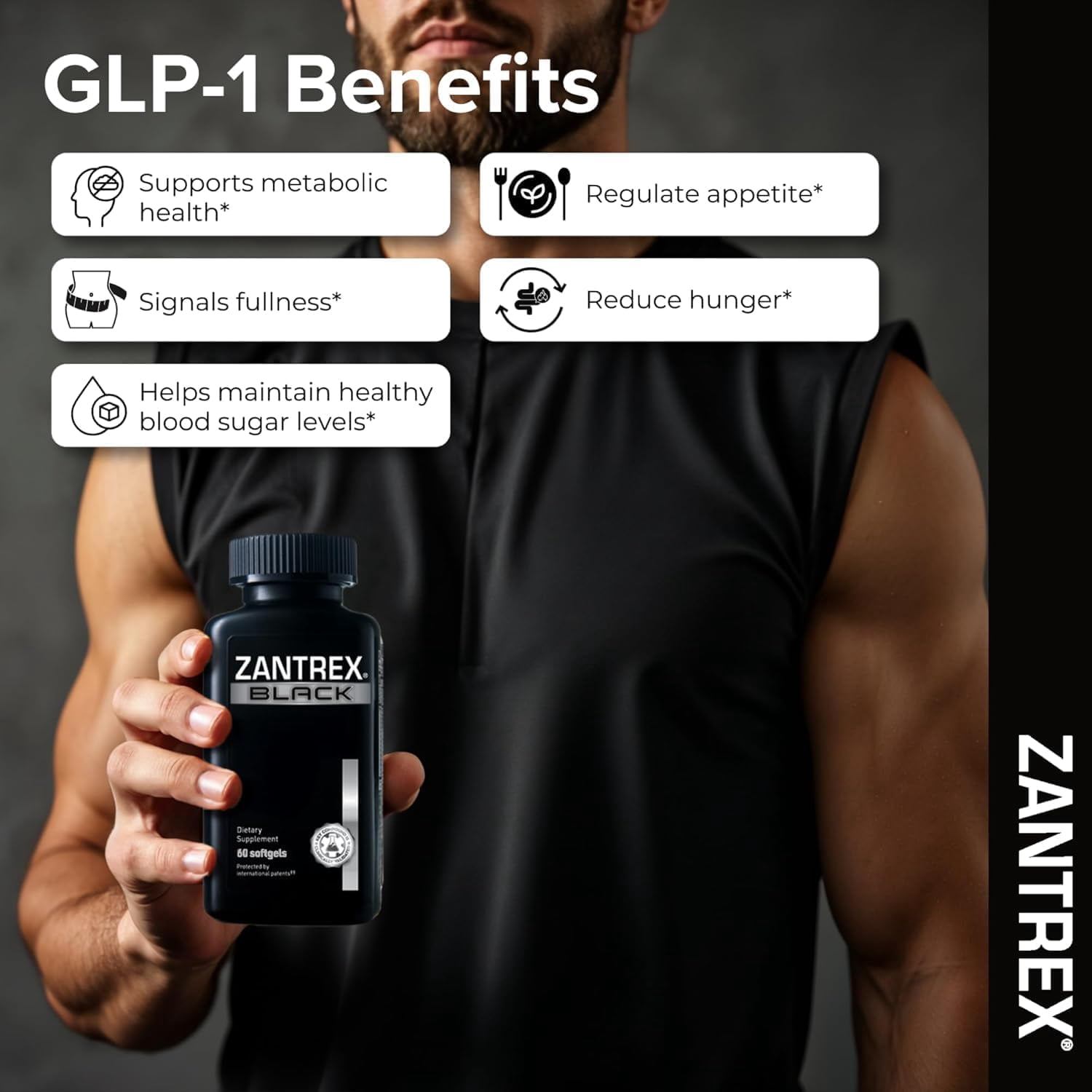 Zantrex Black – Energy Boost & Metabolism Support | Appetite Suppressant, Weight Management Formula | 60 Softgels