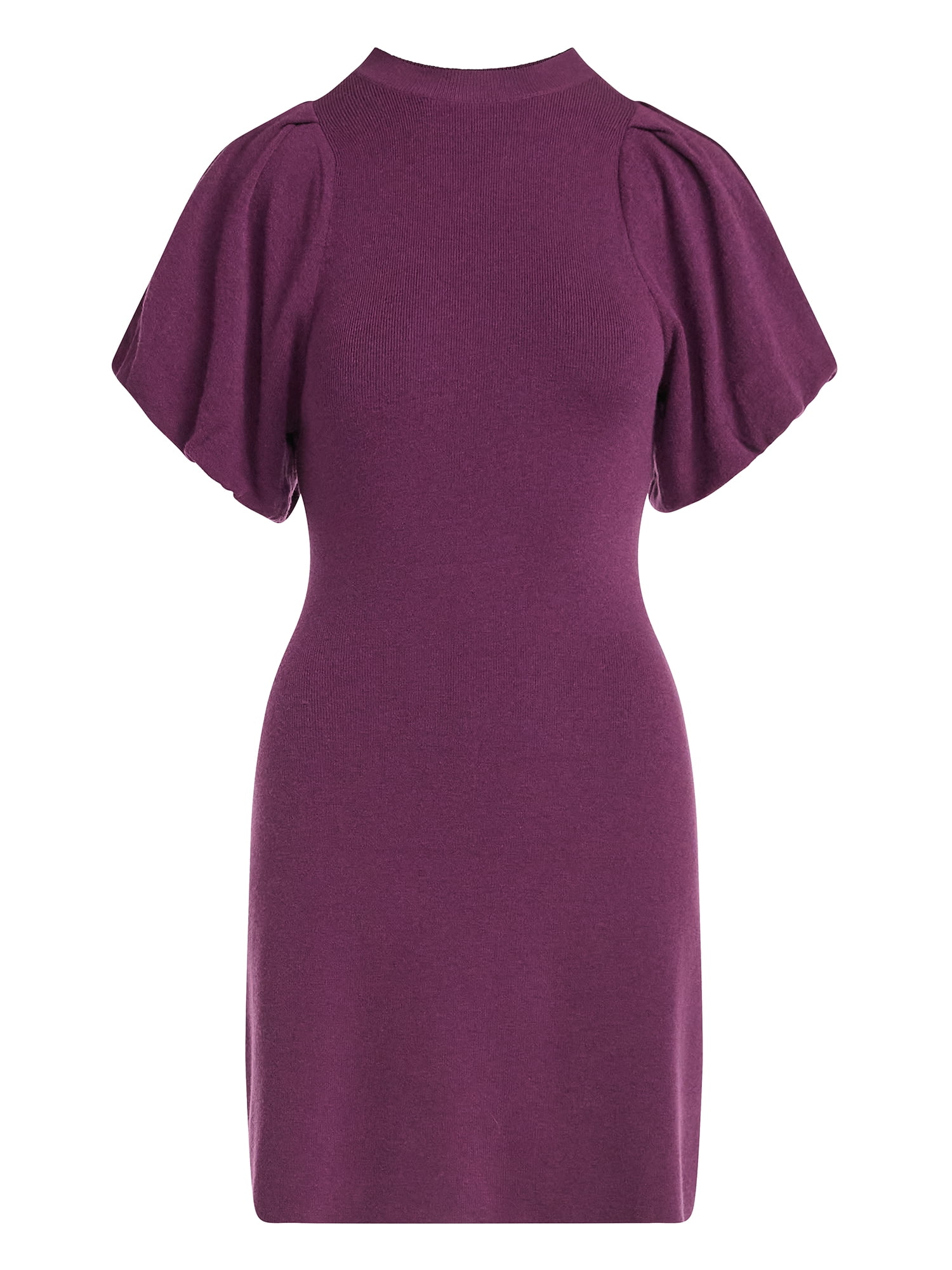 Scoop Women's and Women's Plus Sweater Dress with Puff Sleeves, Sizes XS-4X