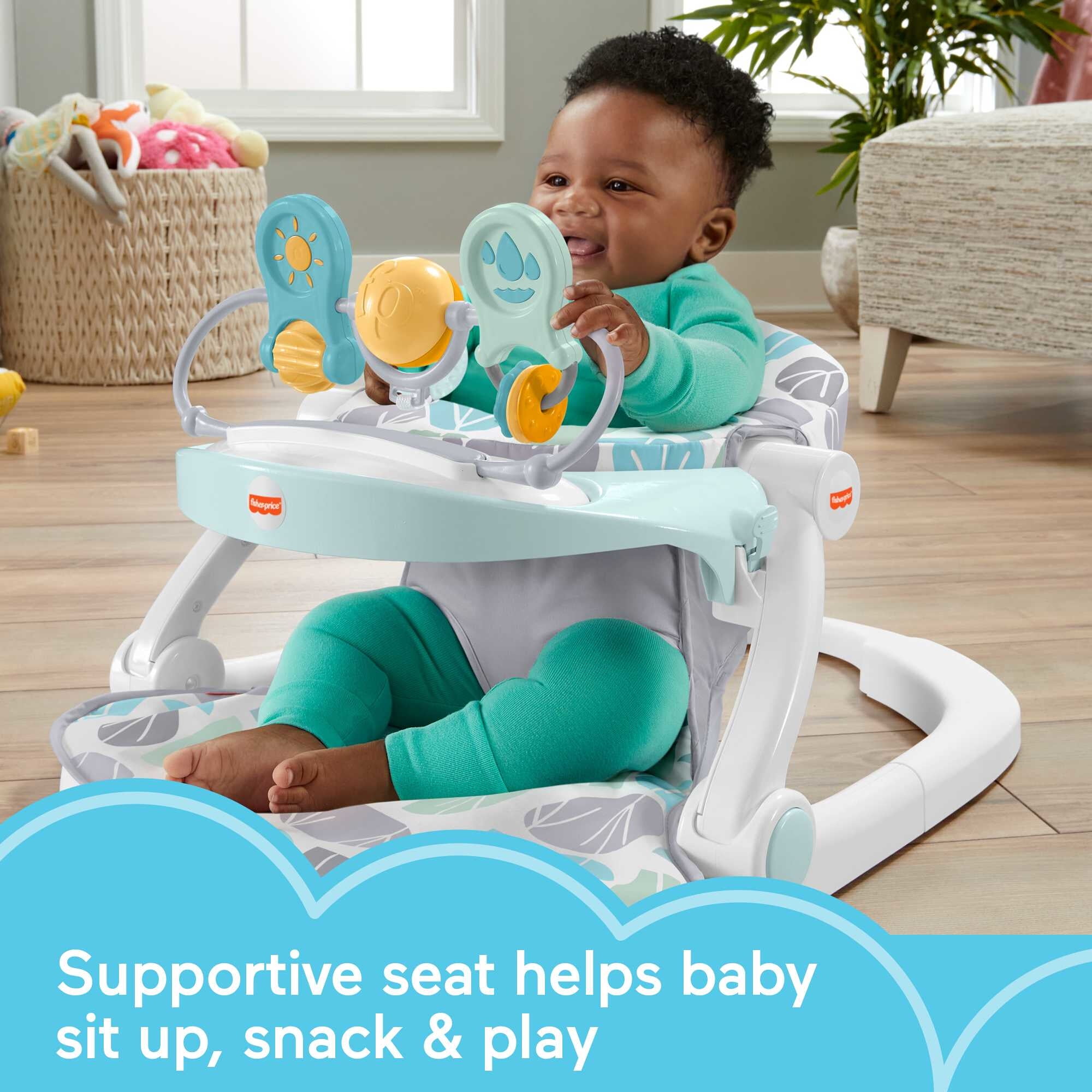 Fisher Price Deluxe Sit Me Up Floor Seat Pebble Stream Baby Chair BigEasyMart