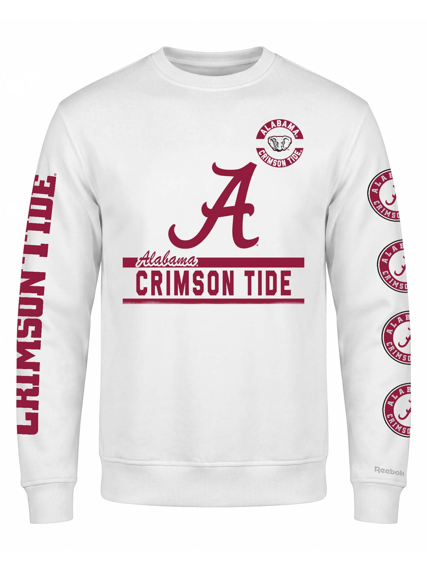 Alabama Crimson Tide Reebok Mens White Crew Sweatshirt
