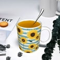 thumbnail image 5 of Yiaed Blue White Striped Sunflower A Print Ceramics Coffee,Large Handle Design,Extra Large Tea and Coffee Cup for Office and Home Mugs, 5 of 6