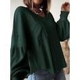 thumbnail image 2 of Sudadera de mujer de manga larga, tops oversize, jersey holgado con cuello en V, 2 of 4