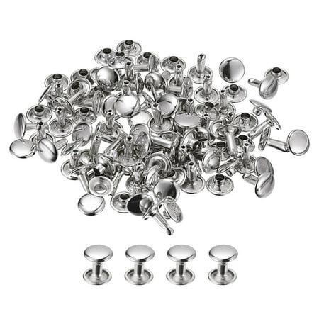 

100 Sets Leather Rivets 9mm Double Cap Rivets 10mm Height Studs Silver Tone